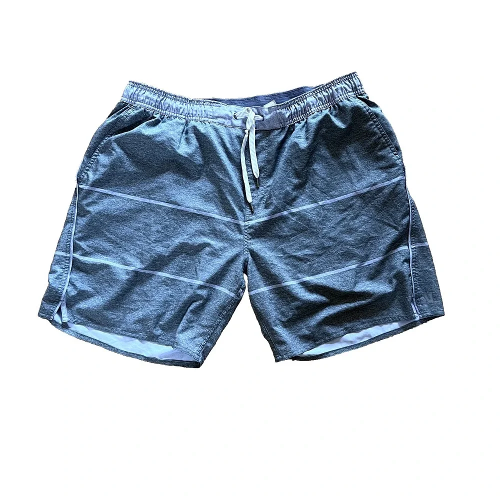 Vuori Mens Shorts XXL Green White Stripe V341 Hybrid Athletic‎ Swim XXL Minimal